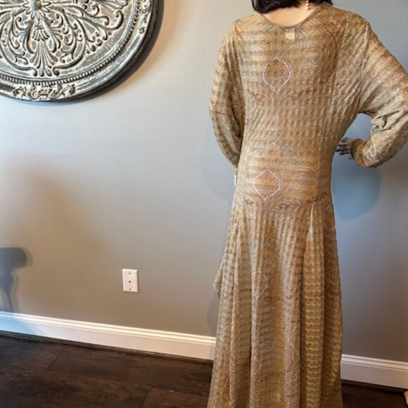 NWT ABGIN SHEER FIT AND FLARE BROWN PAISLEY MAXI - SIZE M - Picture 6 of 8